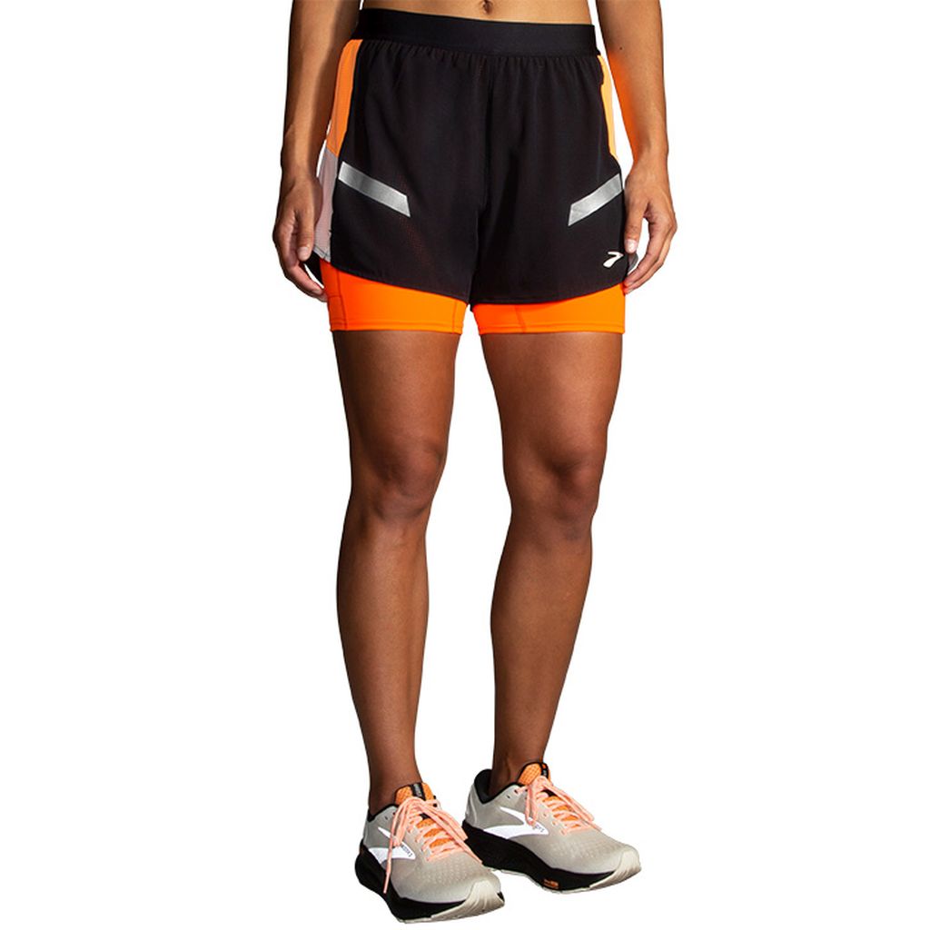 Brooks Run Visible 4" 2in1 Short 2.0 Bekleidung Damen schwarz XS