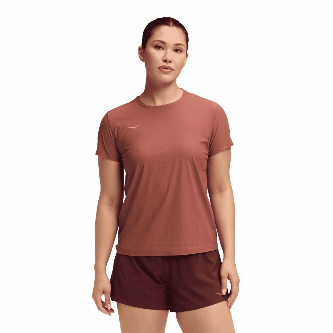 Hoka Airolite Short Sleeve 2.0 Bekleidung Damen red