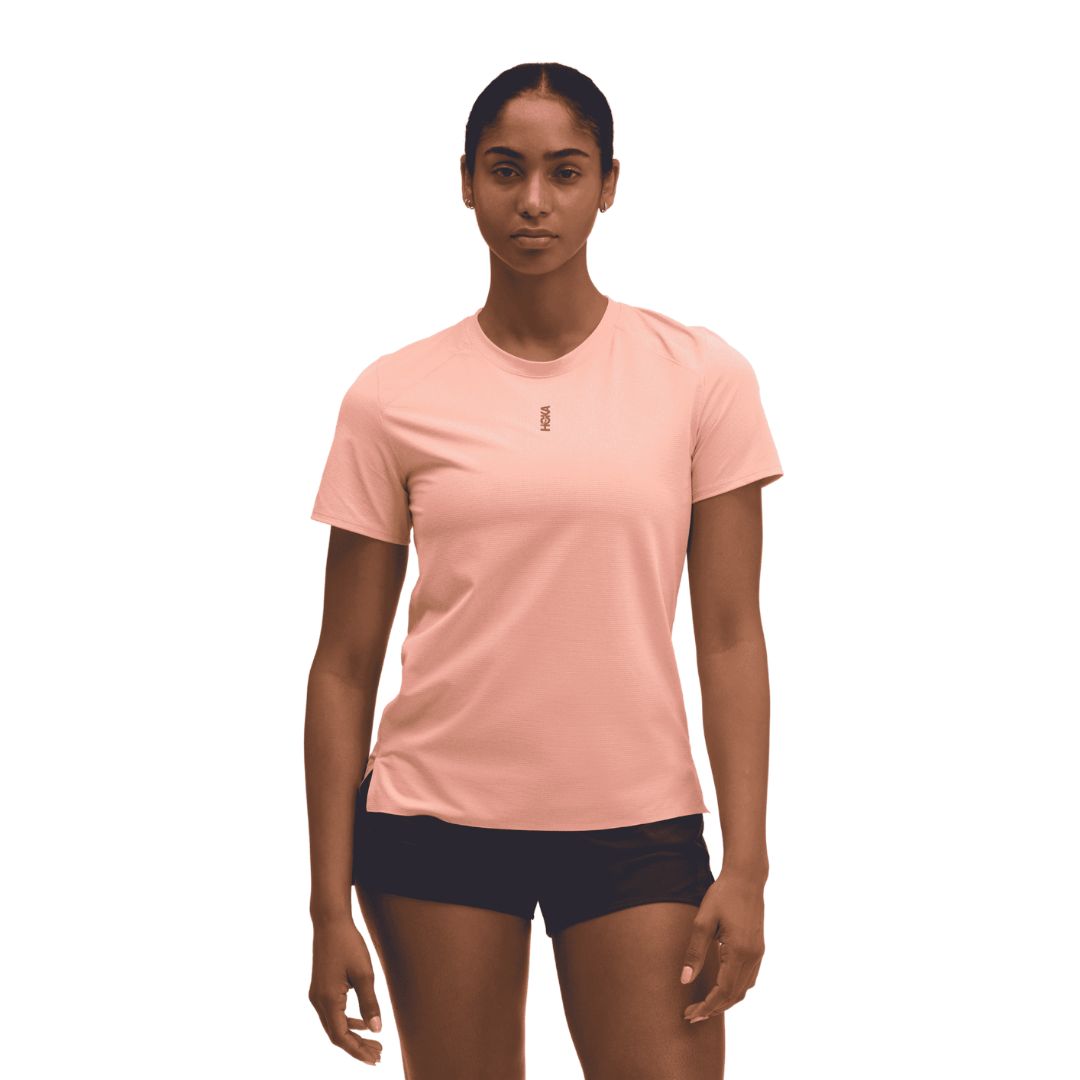 Hoka Everyrun Short Sleeve Bekleidung Damen rot S