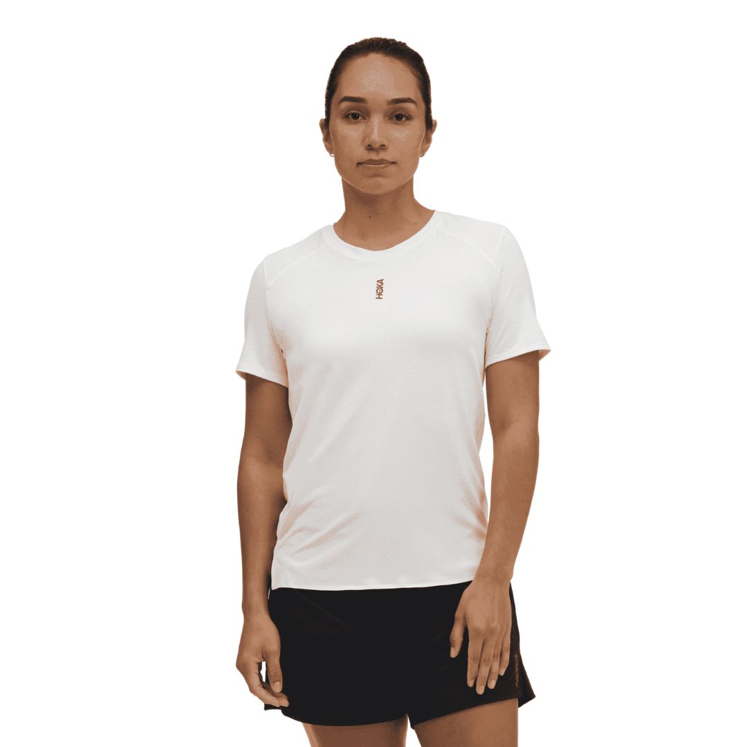 Hoka Everyrun Short Sleeve Bekleidung Damen weiß M